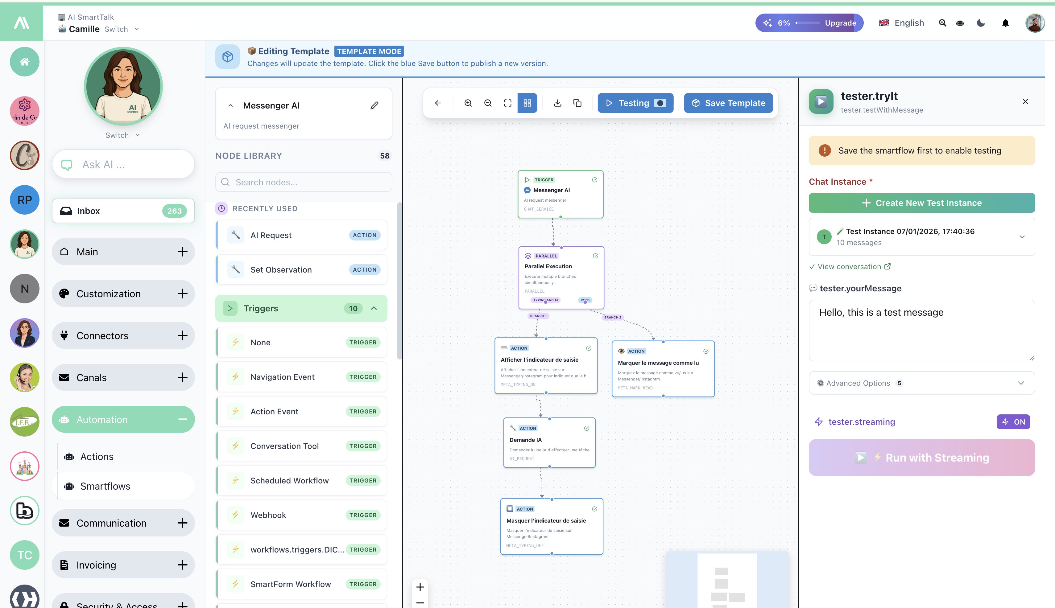 Test Panel - Messenger