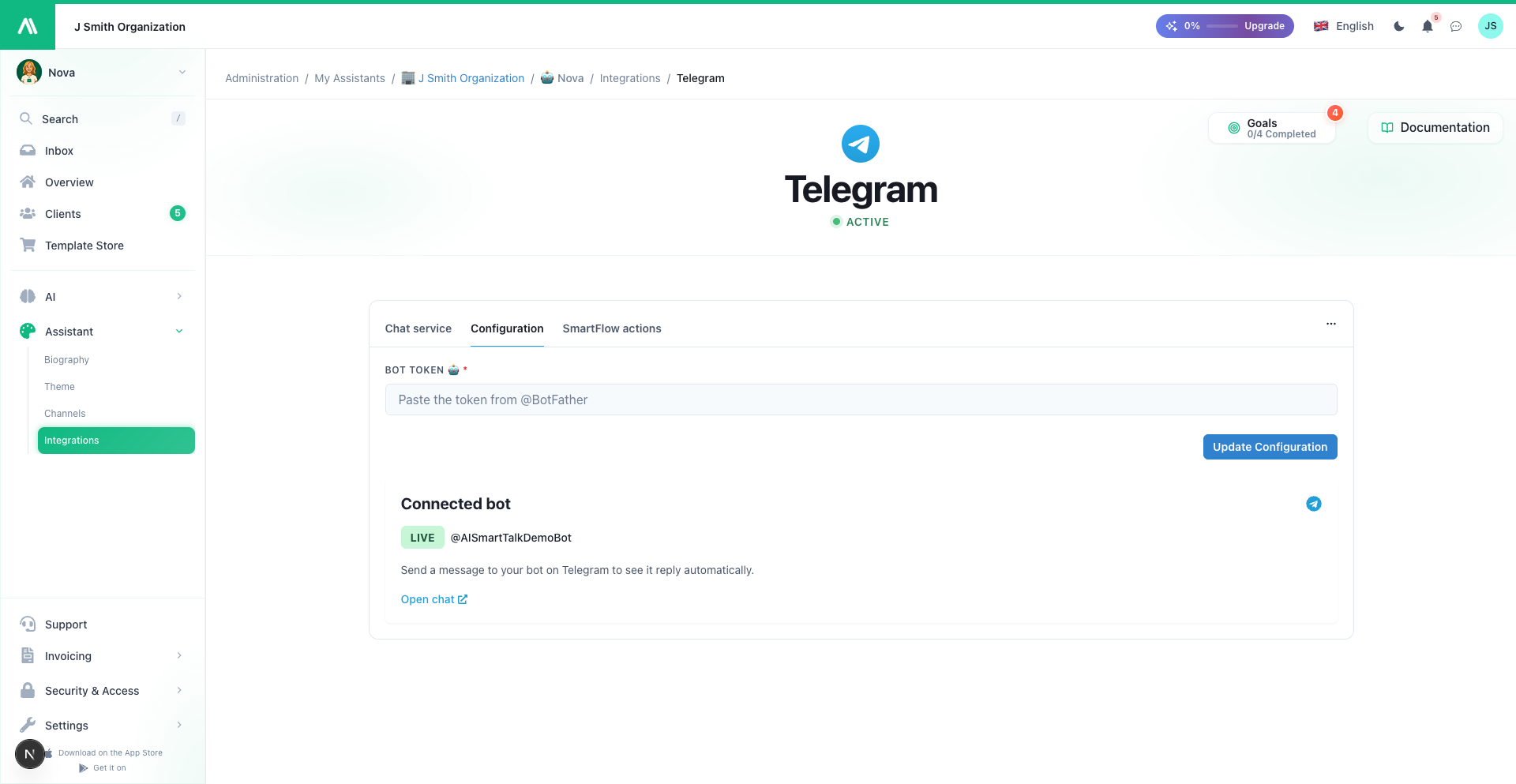 Telegram bot připojen