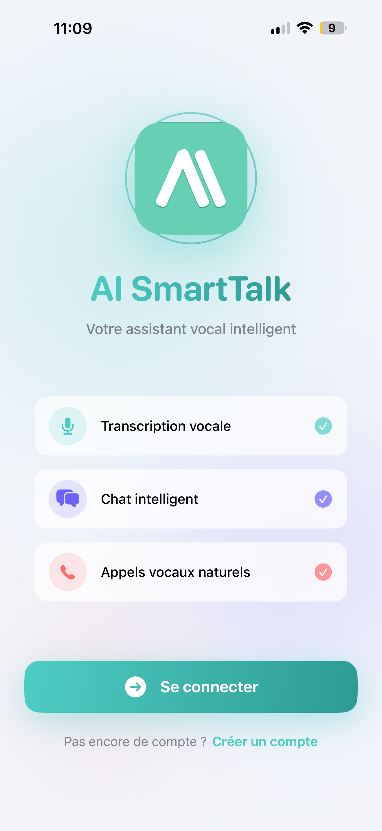 Pantalla de inicio de la app iOS