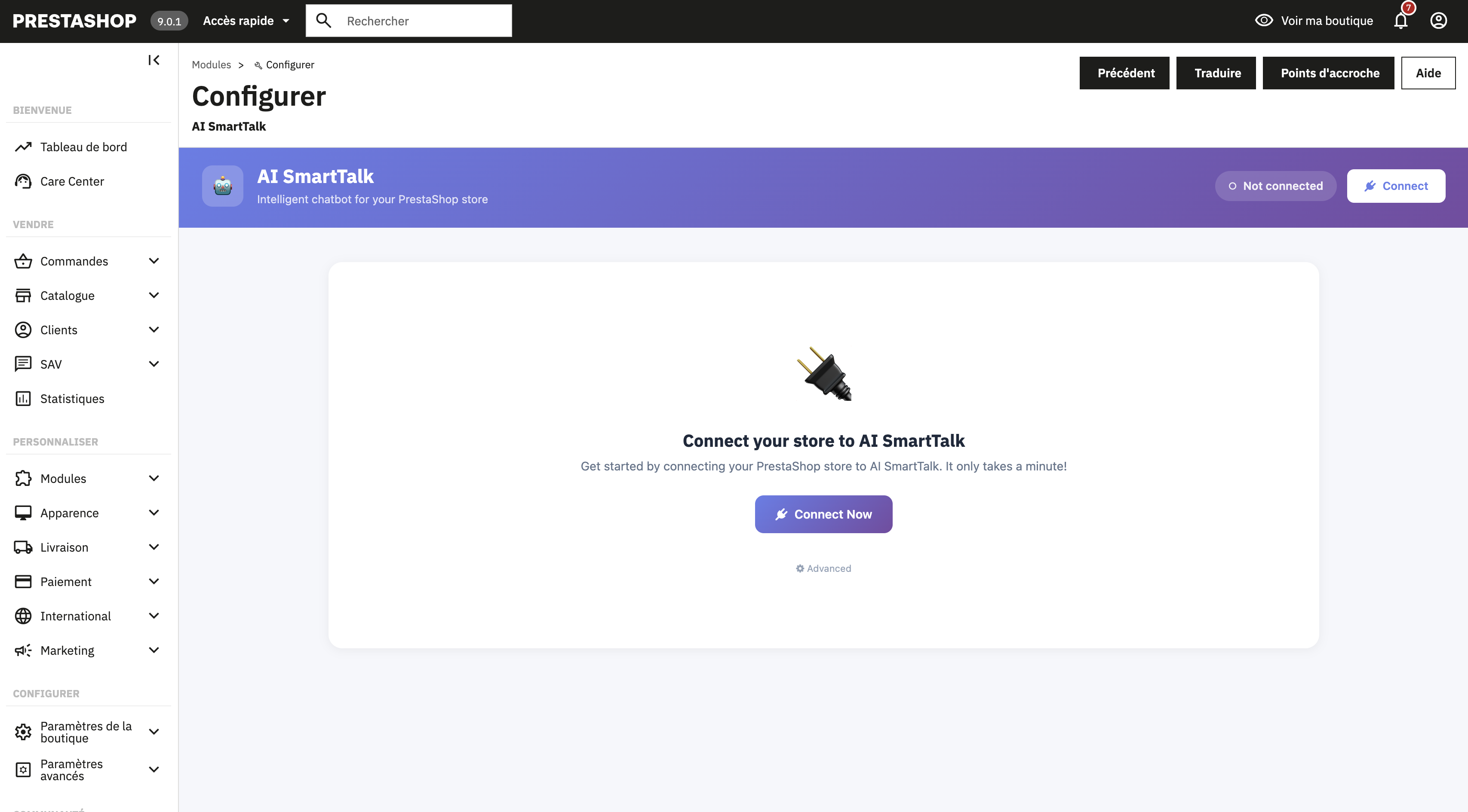 PrestaShop AI SmartTalk -moduulin asetukset