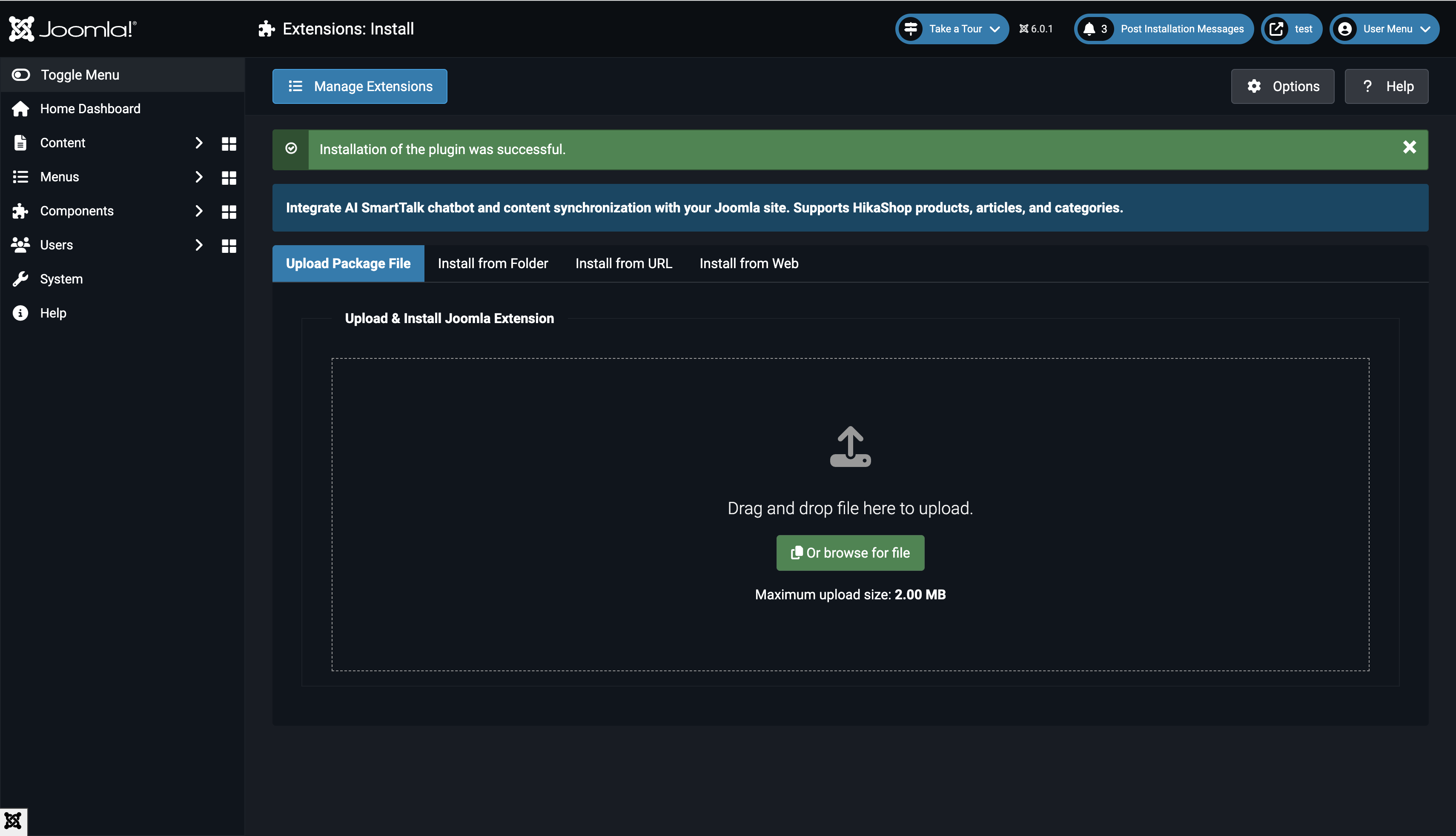 Joomla Extension Installation