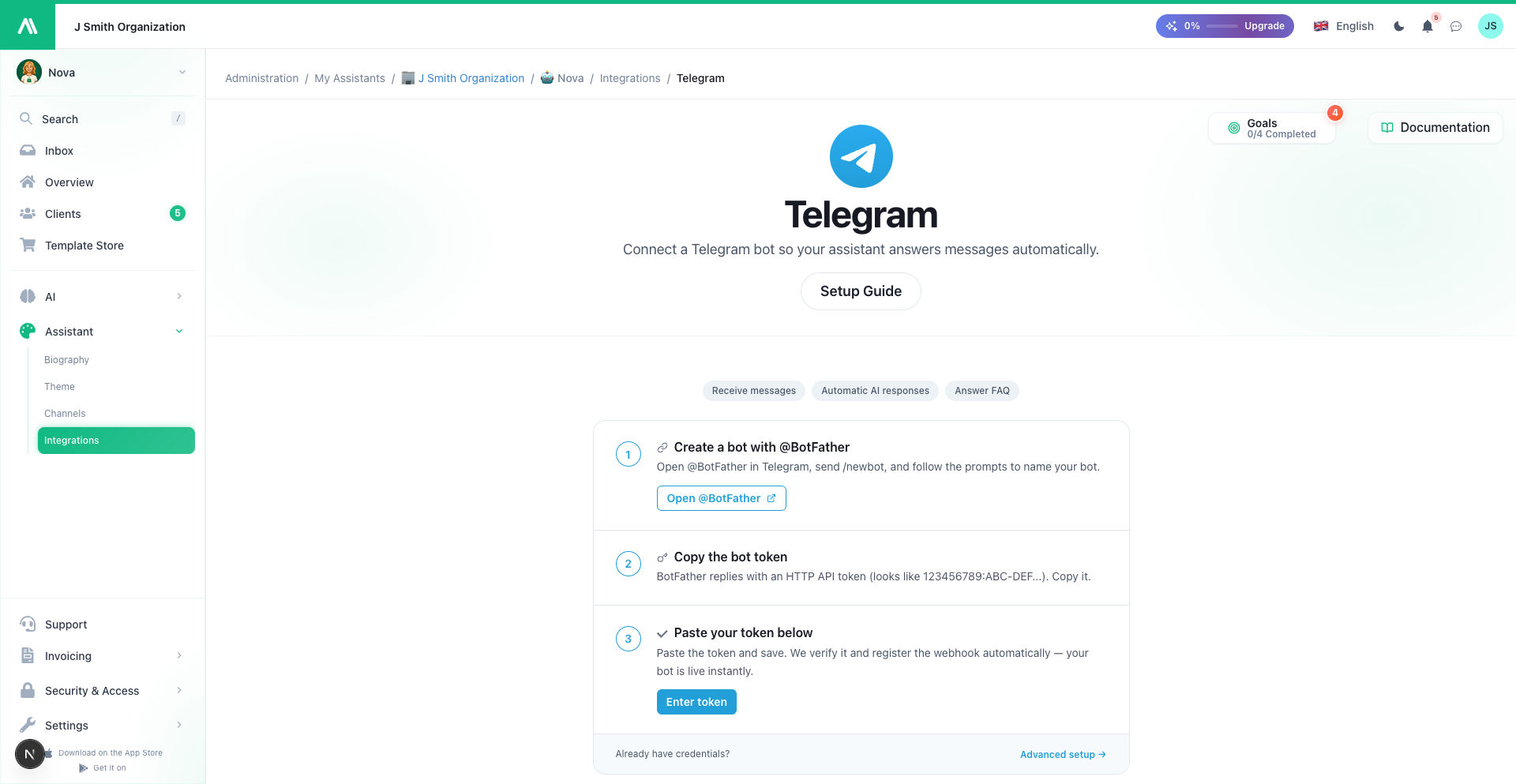 Telegram integráció beállítása