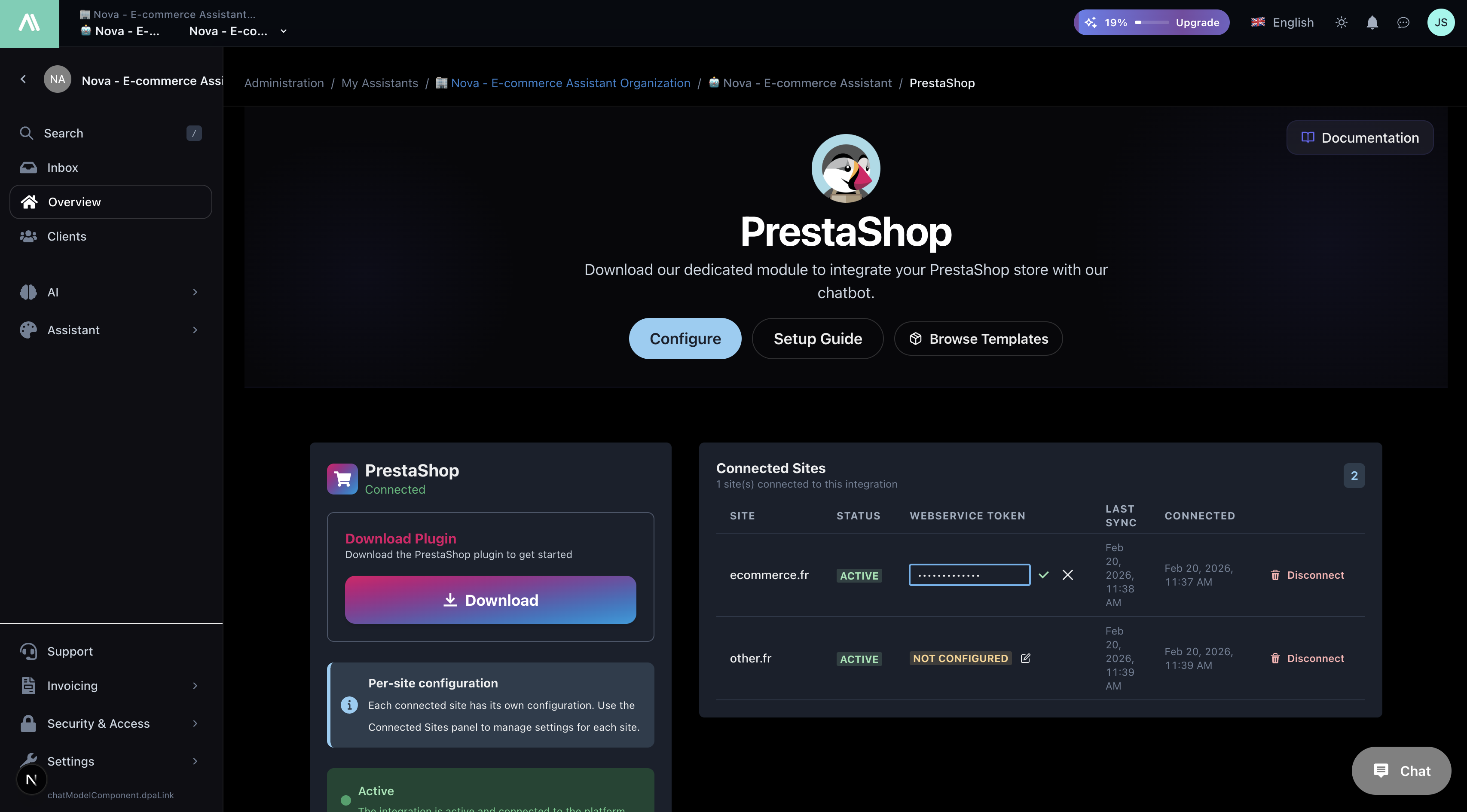 Prestashop token