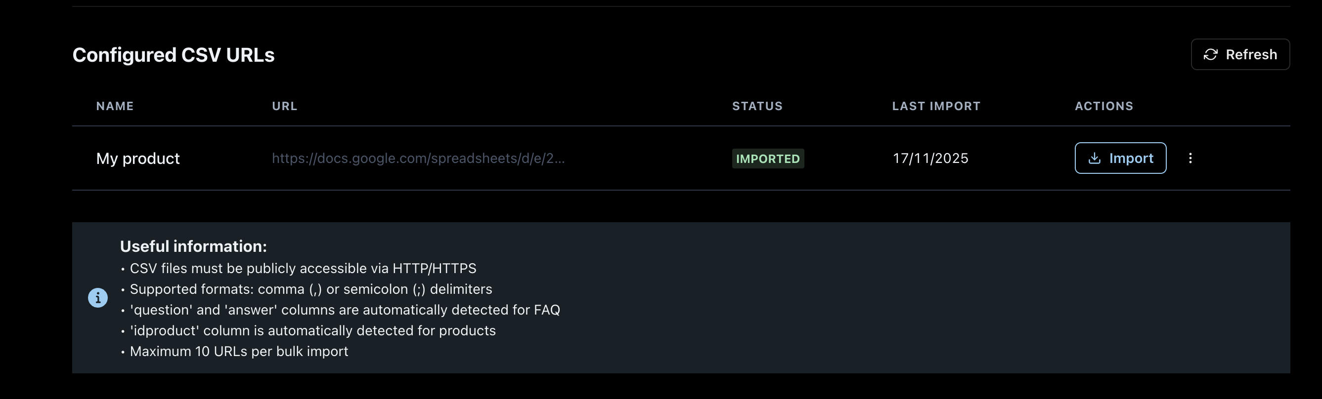 Import Status Dashboard