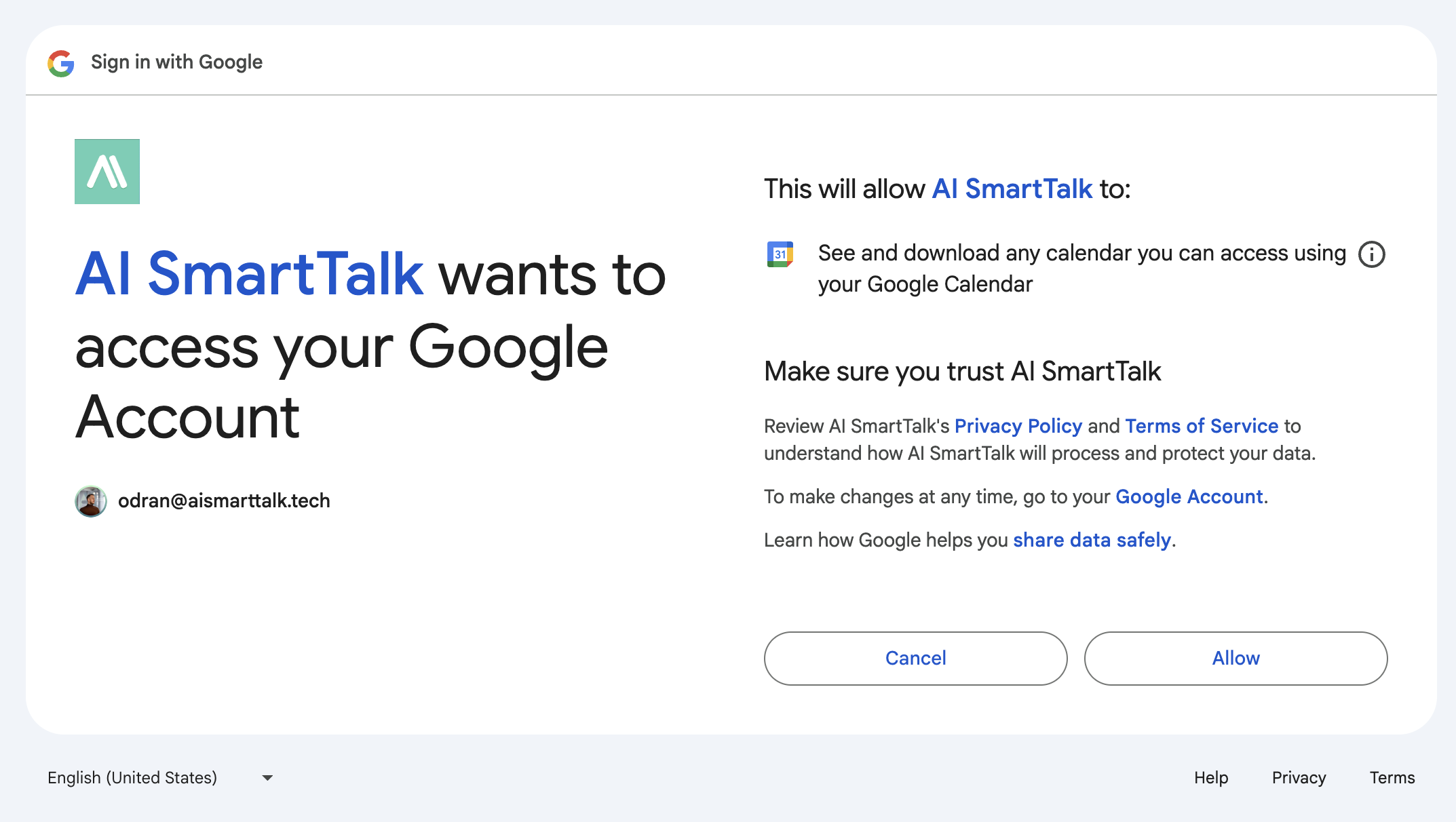 Permisiuni Google OAuth